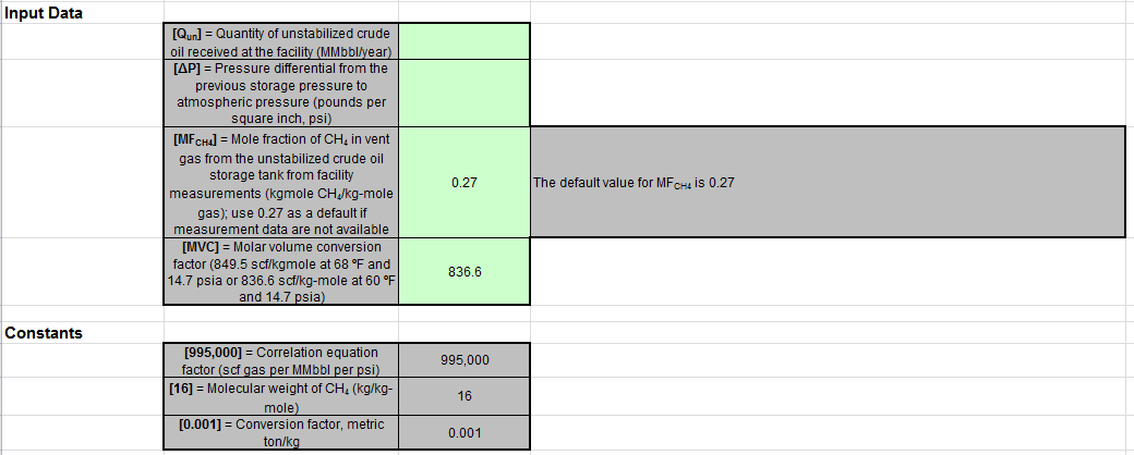 Y-23 Input Spreadsheet Data Entry into the Green Cells